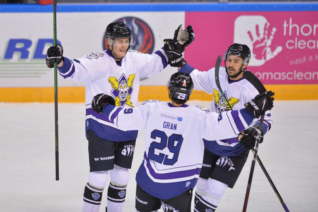 Klavestad scores his first of the Elite Series for Manchester Storm Photo by Dean Woolley 